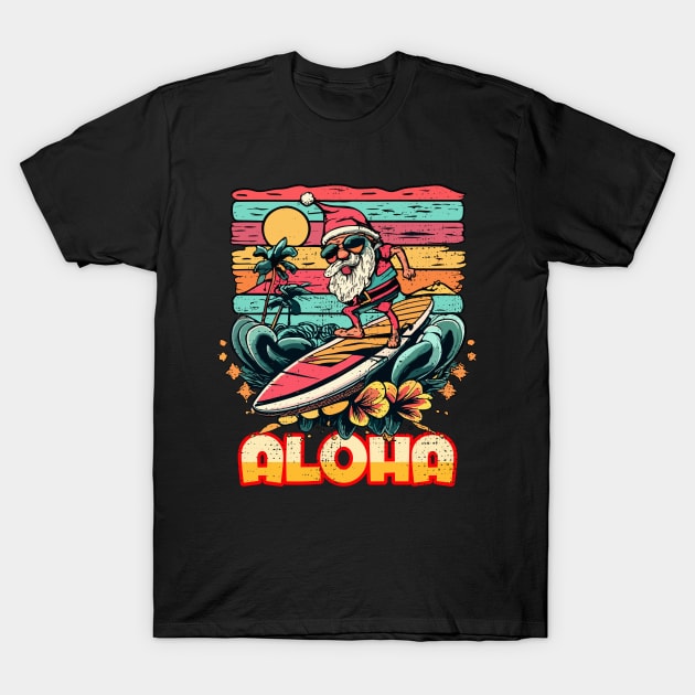 Aloha Surf Hawaii Vintage Christmas Gnome T-Shirt by Tezatoons